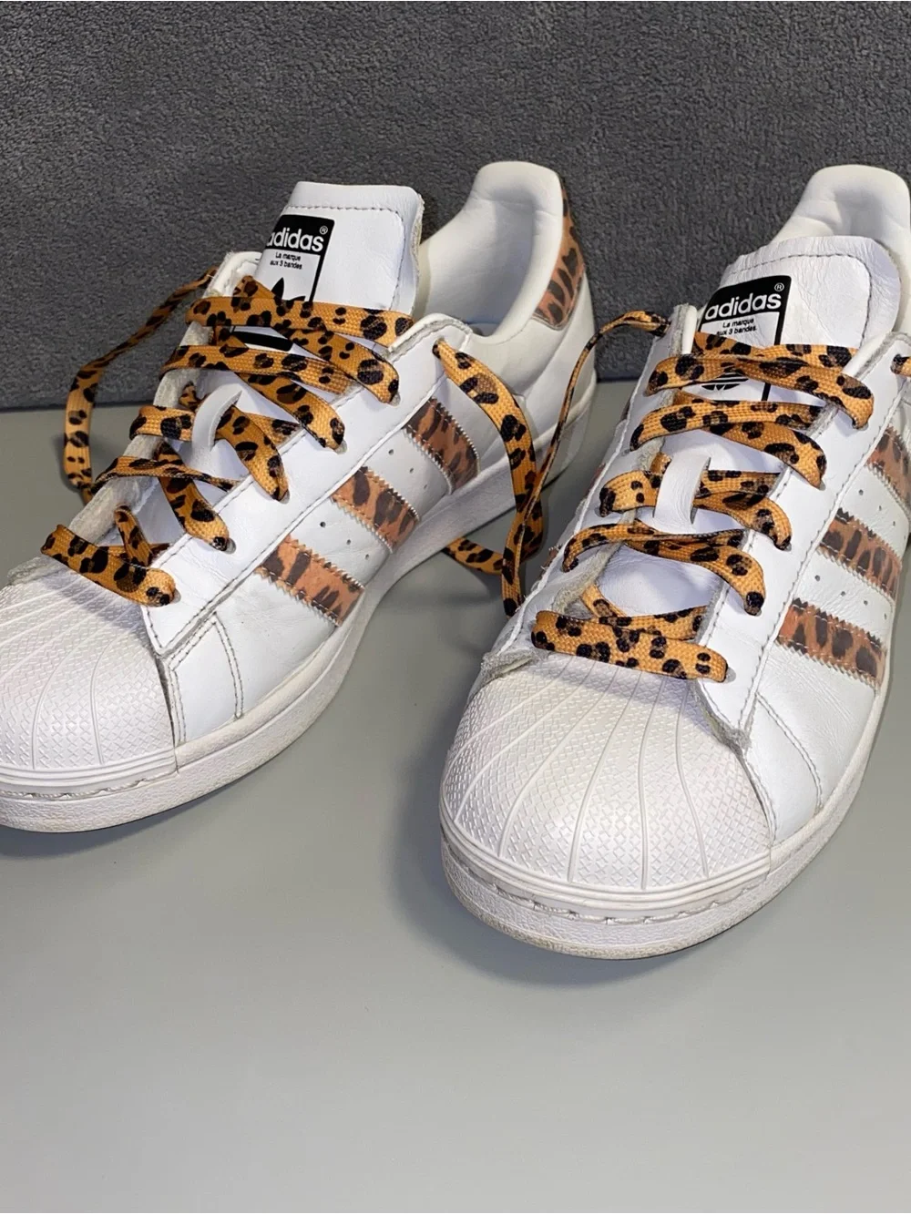adidas Superstar W White Leopard Print Sneakers Size 7.5